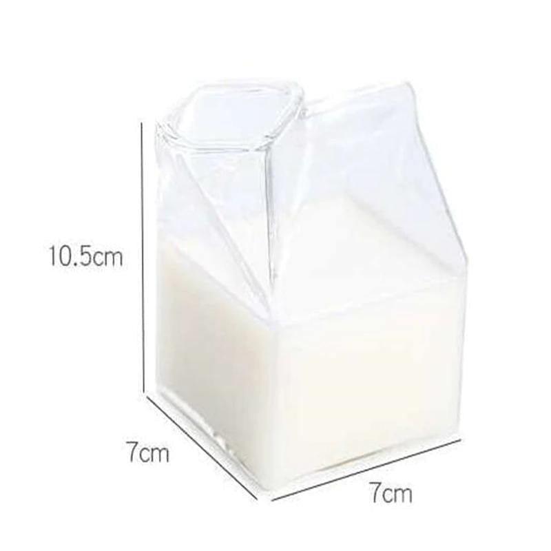 Mini Glass Milk Carton Cup