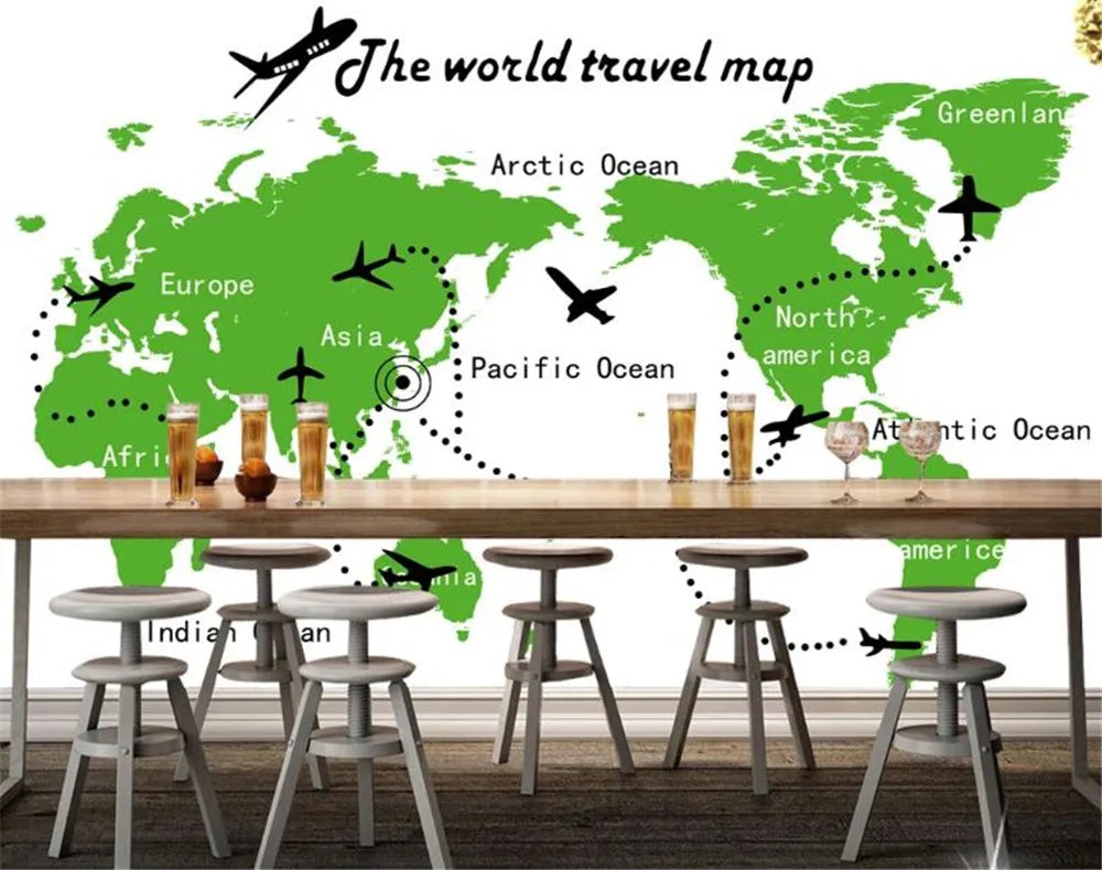 3D wallpaper green world map Stickers