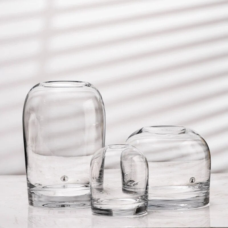 Flower Vase Grey Glass