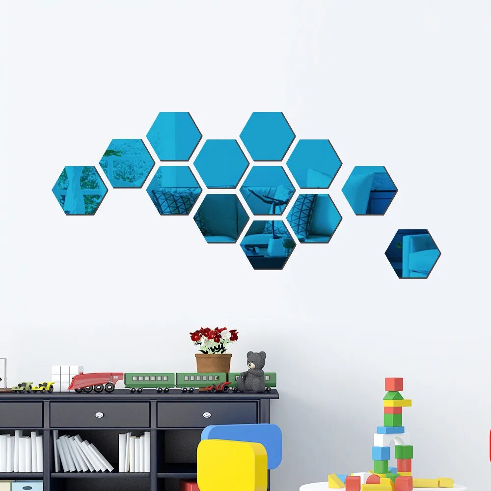 Hexagon Home Decor Mirror Decor Stickers