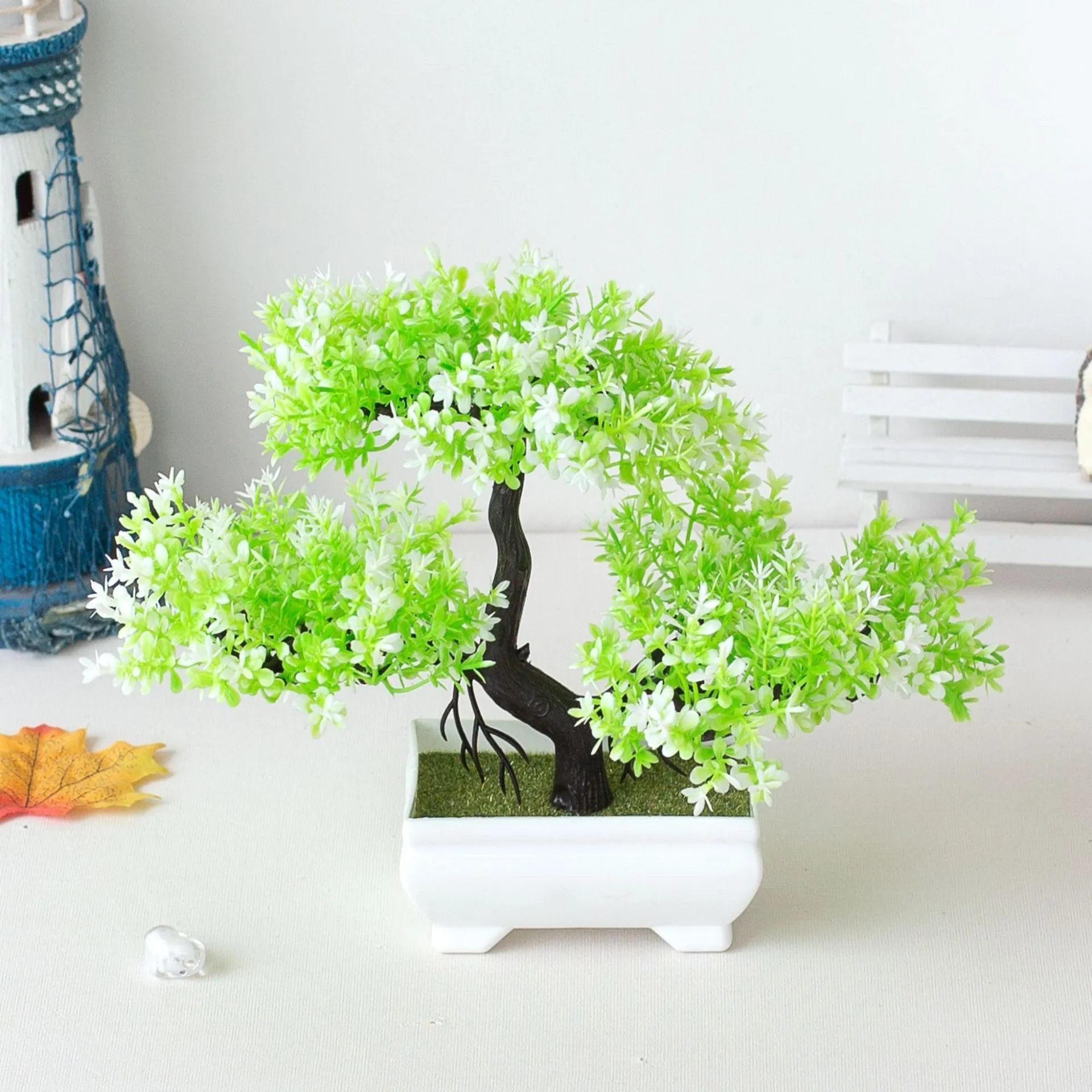 Artificial Plant Bonsai Plastic Small Tree Pot Fake Plant Flower Potted Ornaments for Home Room Table Garden Hotel Decoration