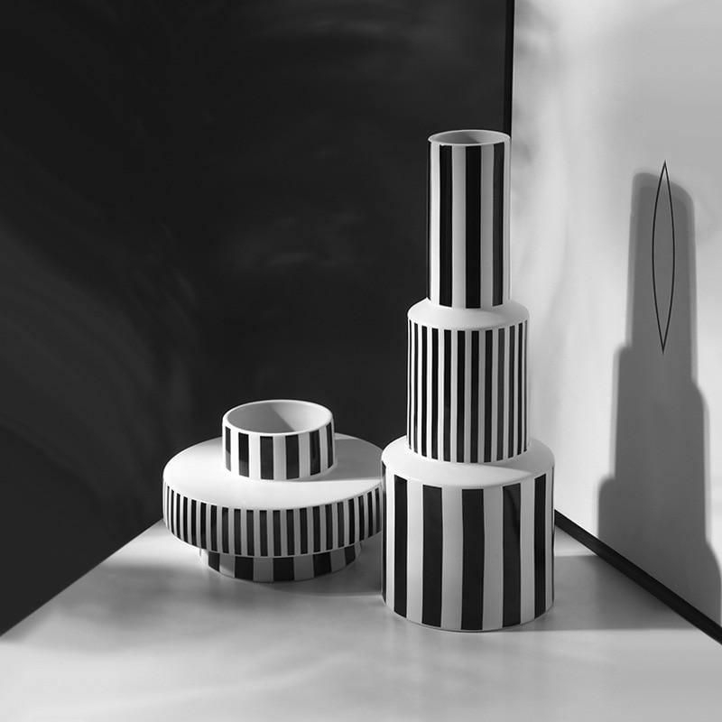 Bauhaus Minimalist Black & White Vases