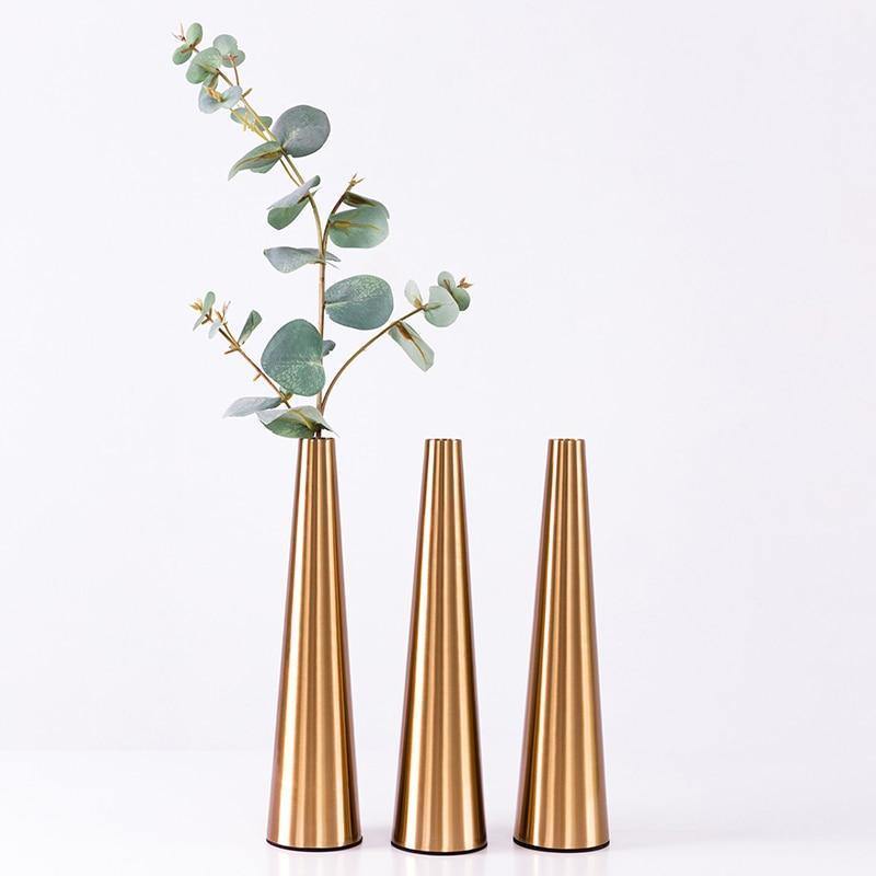 Gold Metal Cone Vase