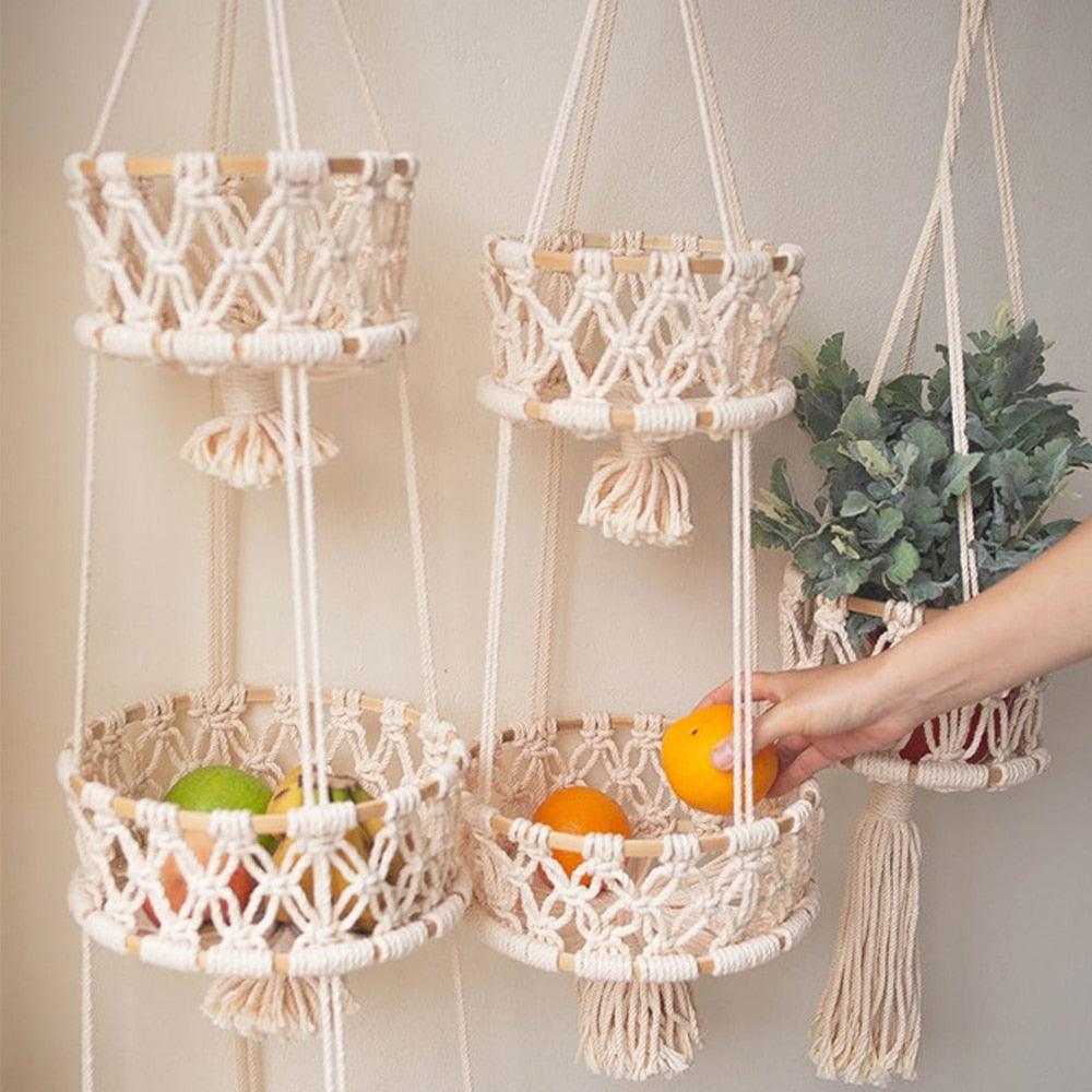 Mae Tiered Macrame Hanging Basket