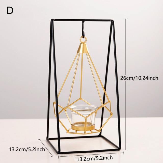 Geometric Iron Hanging Lantern Candle Holder or Vase